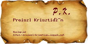 Preiszl Krisztián névjegykártya